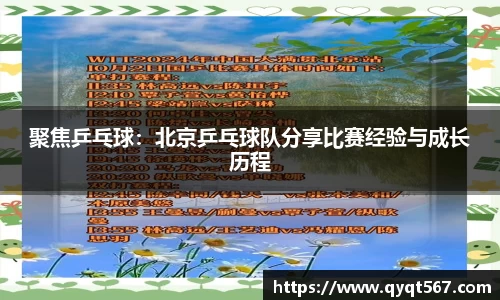 聚焦乒乓球：北京乒乓球队分享比赛经验与成长历程